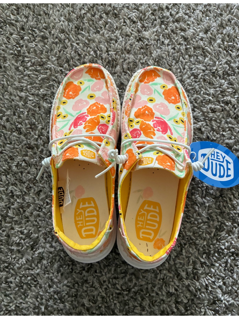Hey Dude Floral Canvas Slip-Ons in Yellow, Orange & Pink